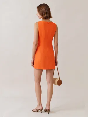 NWT Few Moda Ashley Dress size 0 Bright orange linen mini Kourt thumbnail 2