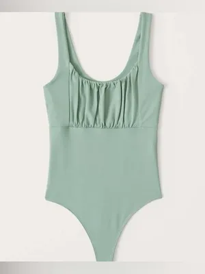 Abercrombie & Fitch Soft‎ A&F Ruched Sage Green Bodysuit thumbnail 7
