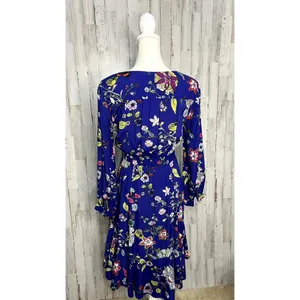 Maeve by Anthropologie Women's XS Blue Floral Long Sleeve Knee Length Dress‎ thumbnail 6