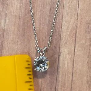 White sapphire solitaire necklace sterling silver thumbnail 7