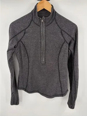 Lululemon run U-Turn black heathered coal quarter zip pullover women’s S thumbnail 1