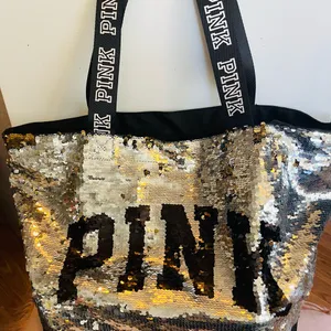 Victoria secret pink flip sequin gold/silver bling tote bag thumbnail 3