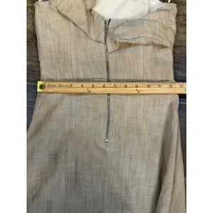 Zara Asymmetric Pencil Dress Slip‎ Midi Camel Taupe Beige Size XS Linen Feel thumbnail 13