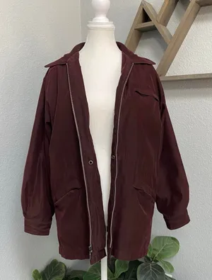 London Fog Mocha Brown Zip Up Jacket Y2k Dark Academia Grunge Winter Fall thumbnail 1