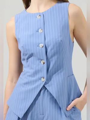 Sugarlips Marbles Striped Button Up Vest Top thumbnail 1