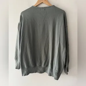 Aerie Sage Green Distressed Oversized Crewneck‎ Pullover thumbnail 4