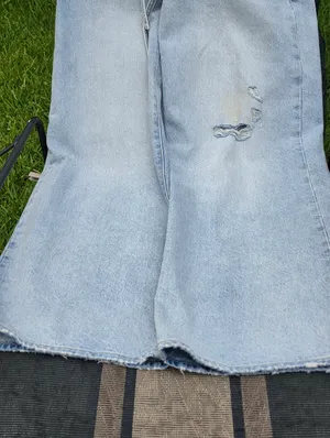 Levis Premium Womens XL Straight Jeans 28 Linen Blue Mid Rise Baggy Loose thumbnail 6