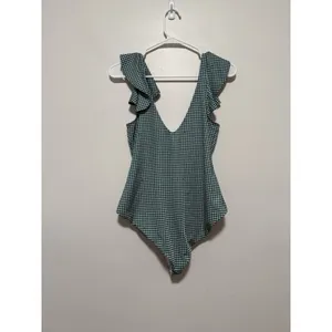 Hill House Home Rosie Green Gingham Ruffle One Piece Bathing Suit Size Medium thumbnail 6