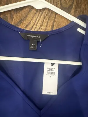 Banana Republic Royal Blue V-Neck Short Sleeve Top thumbnail 6