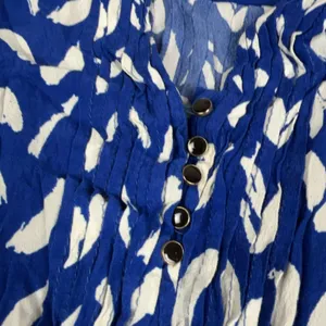 Maeve Anthropologie‎ Dress Womens XS Blue Geometric Henley 3/4 Sleeve thumbnail 2