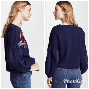 PARKER Beaded Sequin Sweatshirt Floral Embroidered Long Sleeve Blue‎ Red XS New thumbnail 12