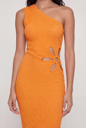 NWT Julia by Love J Womens Textured Knit Flower Cutout One Shoulder Dress Small thumbnail 2