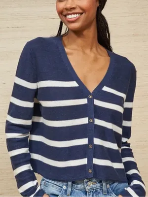 La Ligne Serge Cardigan in Navy/White M thumbnail 1