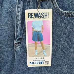 Rewash High Rise Pleated Bermuda Denim Cut-Off Shorts Size 28 Blue Medium Wash thumbnail 3