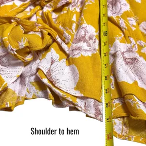 Free People French Quarter Yellow Floral Print Wrap Dress Cottagecore Fairy S thumbnail 11