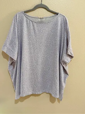 ODDI Women’s M/L Lavender White Abstract Print Oversized Dolman Top thumbnail 3