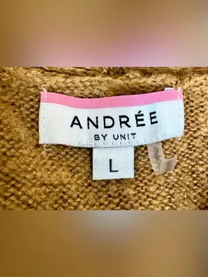 ANDREE BY UNIT Colorblock Open Front Cardigan - Brown, Cream & Rust thumbnail 3