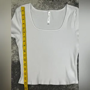 Fabletics Daily white ribbed long-sleeve square-neck crop top Size XL thumbnail 6
