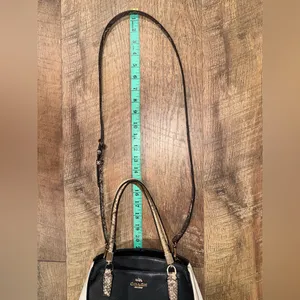 Coach Minetta Snakeskin-Patterned Black and Cream Crossbody Bag thumbnail 13