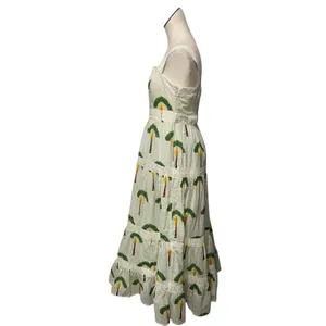 NWOT Calypso St. Barth Stunning Boho Maxi Dress with Tree Print & Lace Details M thumbnail 4