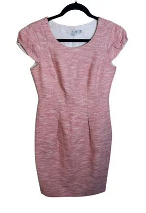 Boden Pink Metallic Tweed Cap Sleeve Sheath Dress thumbnail 1