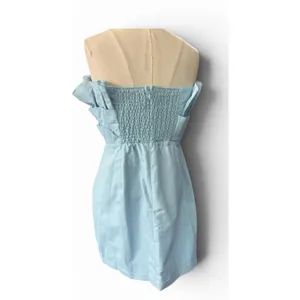 DO + BE Strapless Pleated Ruffle Mini Dress Light Blue Size Large Party Bodycon thumbnail 8