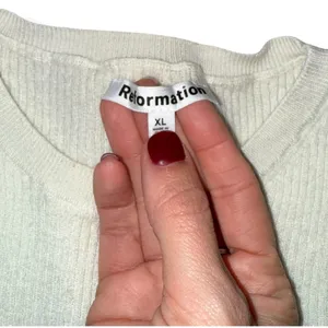 Reformation Cream Ribbed Knit Long Sleeve Top‎ Extra Fine Merino Wool thumbnail 4