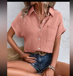 SHEIN LUNE Batwing Sleeve Pocket Patched Shirt Size Large thumbnail 1