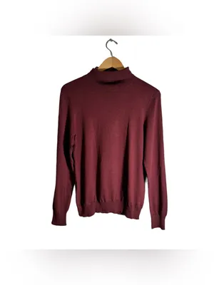 Banana Republic Turtleneck Sweater Women's Large Silk Cashmere Blend Mauve Fall thumbnail 3