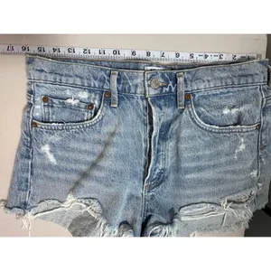 Agolde Light Blue Distressed Denim Jean Shorts thumbnail 8