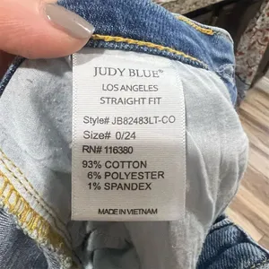 Judy Blue Women's High Waist Straight Jeans Raw Hem Size 0 Medium Wash thumbnail 8