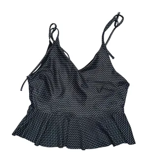 Albion Fit Peplum Swim Top Womens M Black Dash Print Excellent Tie Shoulder thumbnail 1