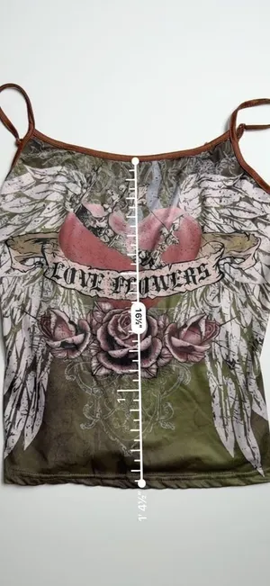Grunge Fairycore Sexy Camisole Sexy Graphic Wing & Heart Design Tank Top thumbnail 3