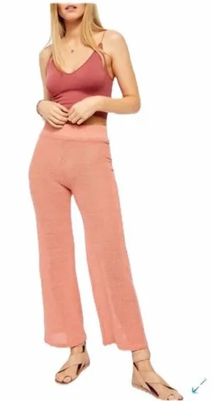 NWT Free People Summer Nights Wide-Leg Pants Semi Sheer thumbnail 1