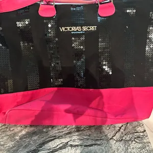 Victoria's Secret Black and Pink Sparkle Tote Bag thumbnail 3