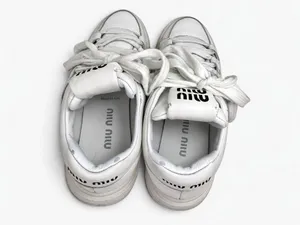 Miu Miu White Leather Logo Low Top Sneakers Made in Italy SIZE 35.5 thumbnail 11