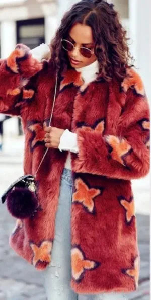 Free People RARE HTF Wrap Me Up Star Faux Fur Fun Jacket Coat‎ Blogger Fav Fall thumbnail 1