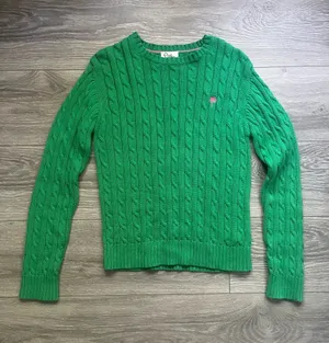 Vintage Lilly Pulitzer Kelly Green Cable Knit 100% Cotton Long Sleeve Sweater M thumbnail 1