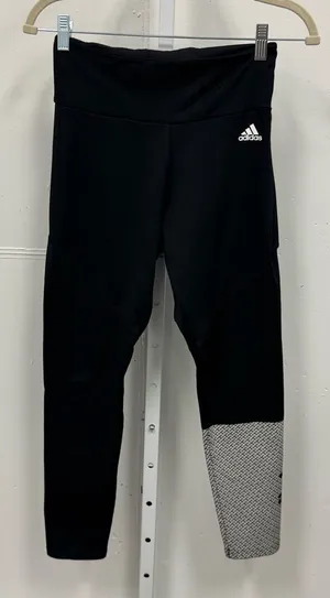 Adidas Women’s Desire 2 Move Training Tights Leggings‎ Cropped Black White Small thumbnail 1