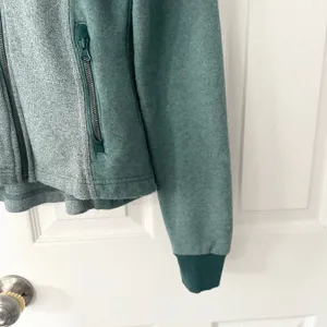 Pact Organic Two Tone Green Heather Full Zip Hooded Sweatshirt Jacket Small thumbnail 4