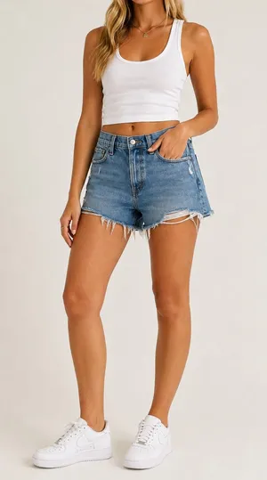 Abercrombie & Fitch Dad Shorts Size 27/4 High Rise Distressed Denim Cutoff thumbnail 1
