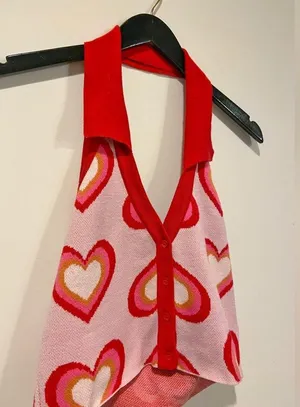 Red and pink heart tank top thumbnail 2