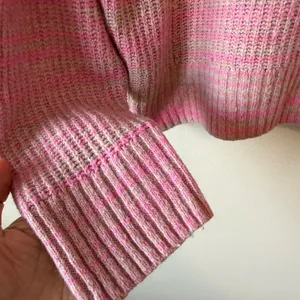 Aerie Cotton Wool Sweater Medium Pink Striped Quarter Zip Pullover Soft Girl thumbnail 7