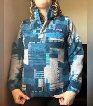Patagonia Synchilla Snap-T Fleece Pullover Sz XS Stitchwork Underwater Blue 2015 thumbnail 2