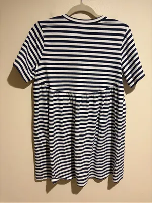 Tuckernuck Pomander Place Zoe White Navy Blue Stripe Mini T-Shirt Dress Small thumbnail 10
