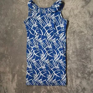 Tyler Boe Blue White Abstract Print Sleeveless Sheath Dress Size Medium #1600 thumbnail 3