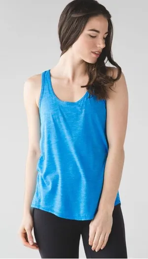 Lululemon Salute Sun Singlet II Tank Kayak Blue Luon Yoga Athletic Womens Sz 4-6 thumbnail 1