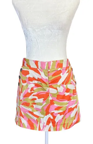 J. Crew multi colored mod splash print stretchy mini skirt with pockets size 6 thumbnail 1