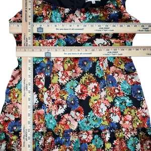 Nanette Lepore 100% Silk Mini Babydoll‎ Dress 10 Dark Floral Tiered Whimsy Fairy thumbnail 10