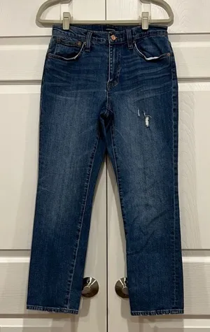 J. Crew Slim Broken-in Boyfriend‎ Distressed Blue Denim Jeans Womens Size 27 thumbnail 1